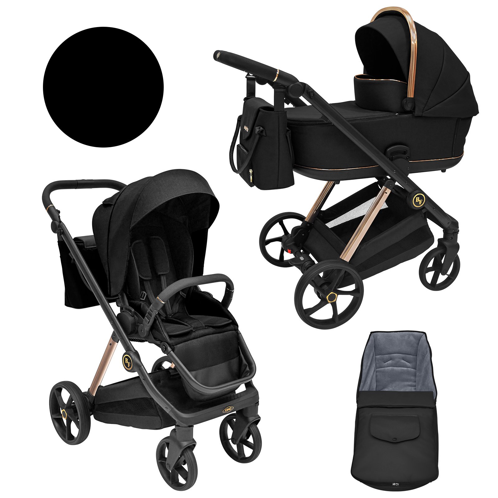 Gino Black - lightweight modern 3-in-1 stroller
