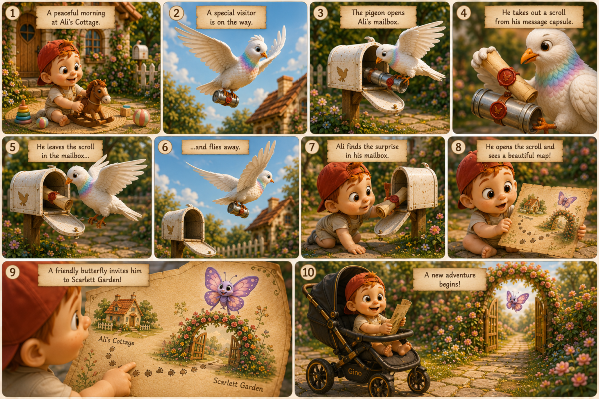Kirjatuvi toob Alile kaardi ja kutse Scarlett Gardenisse.